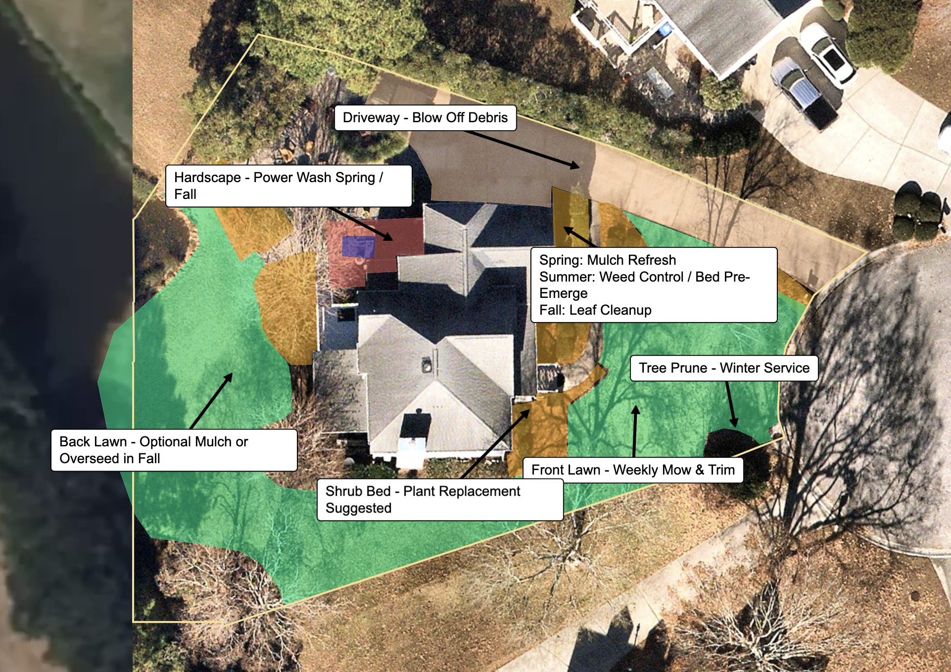 Property mapping with service zones